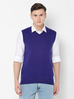 Allen Solly - Blue Solid Sweater