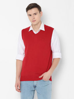 Allen Solly - Red Solid Sweater