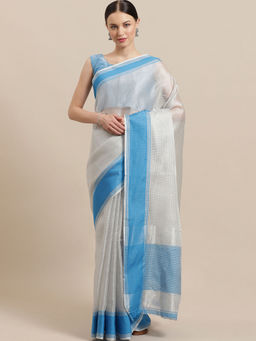 Sareemall - Blue Silk Handloom Saree with Unstitched Blouse