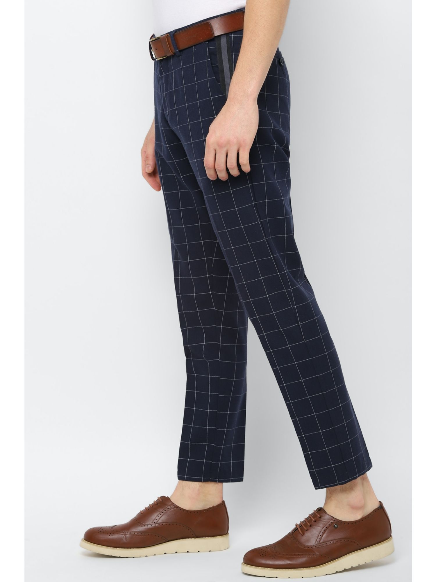 Buy Allen Solly Navy Blue Checks Casual 