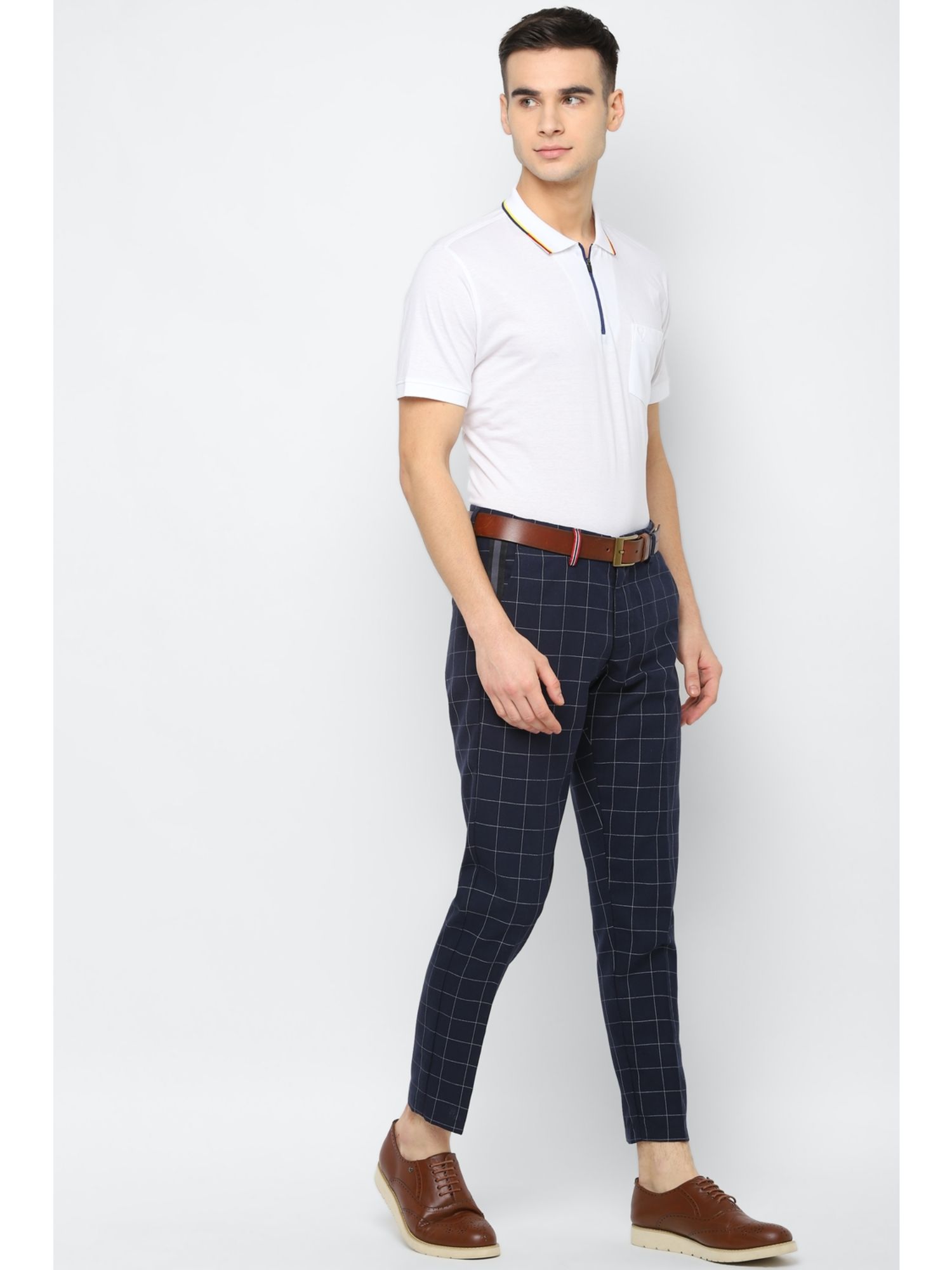 Buy Allen Solly Navy Blue Checks Casual 