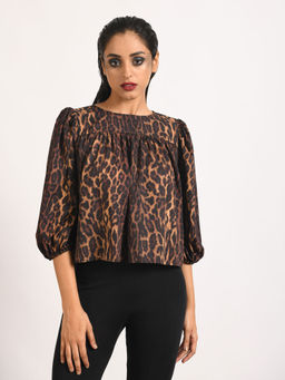 Attic Salt - Brown Back Cut Leopard Top