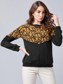 AAREIN - Yellow Animal Print Casual Sweatshirt