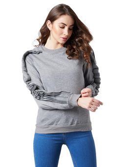 AAREIN - Grey Solid Casual Sweatshirt