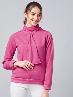 AAREIN - Pink Solid Casual Sweatshirt