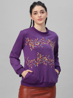 AAREIN - Purple Embroidered Sweatshirt