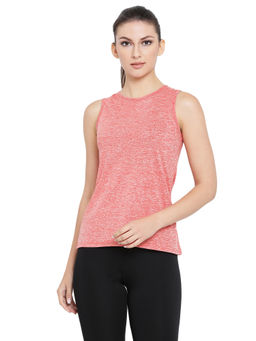 Clovia - Light Red Gym/Sports Textured Activewear Top