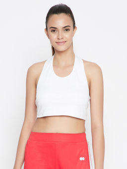 Clovia - Activewear Sports Crop Top - White