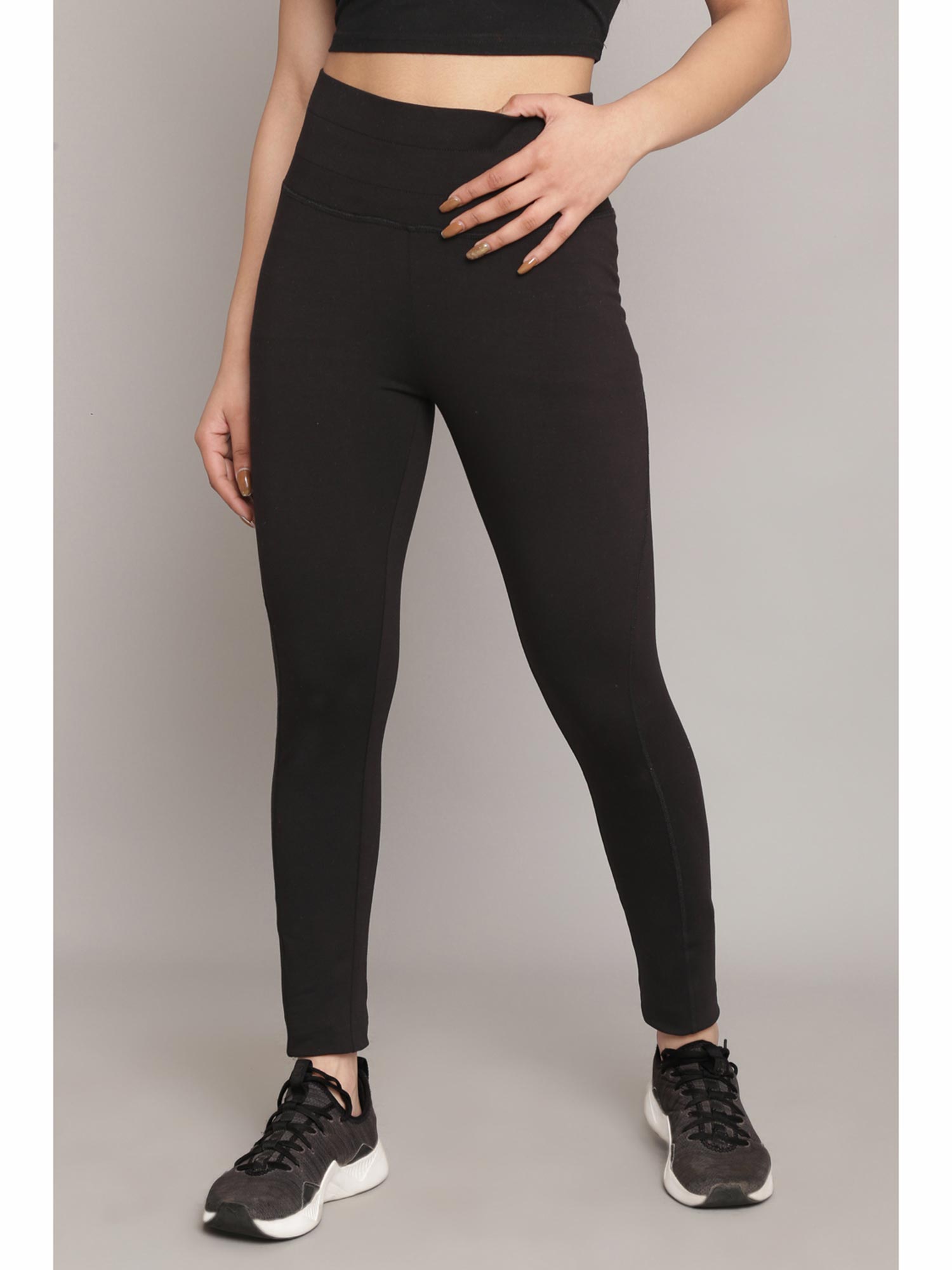 Buy Biba Black Art Silk Cotton Leggings 