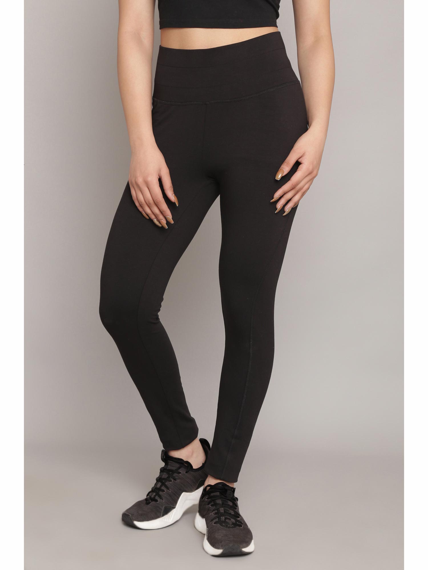 Buy Biba Black Art Silk Cotton Leggings 