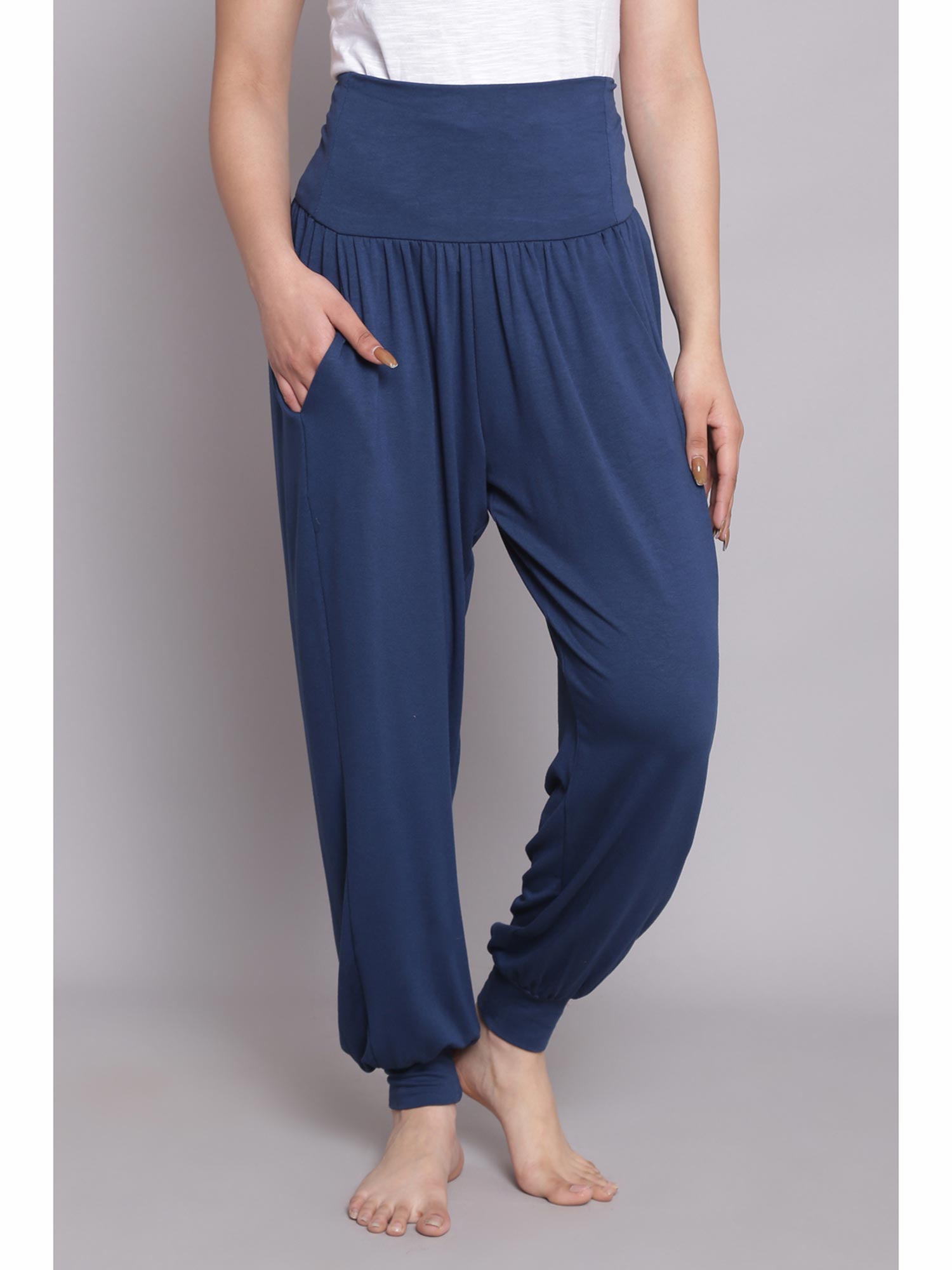 Biba Teal Viscose Art Silk Harem Pants 