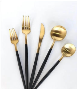 Angie Homes - Atoosa Black And Golden Cutlery