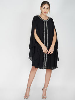 Attic Salt - Black Mantle Styled Layered Dress