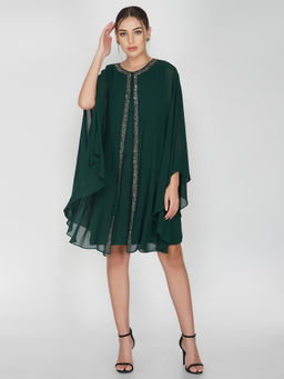 Attic Salt - Green Mantle Styled Layered Dress