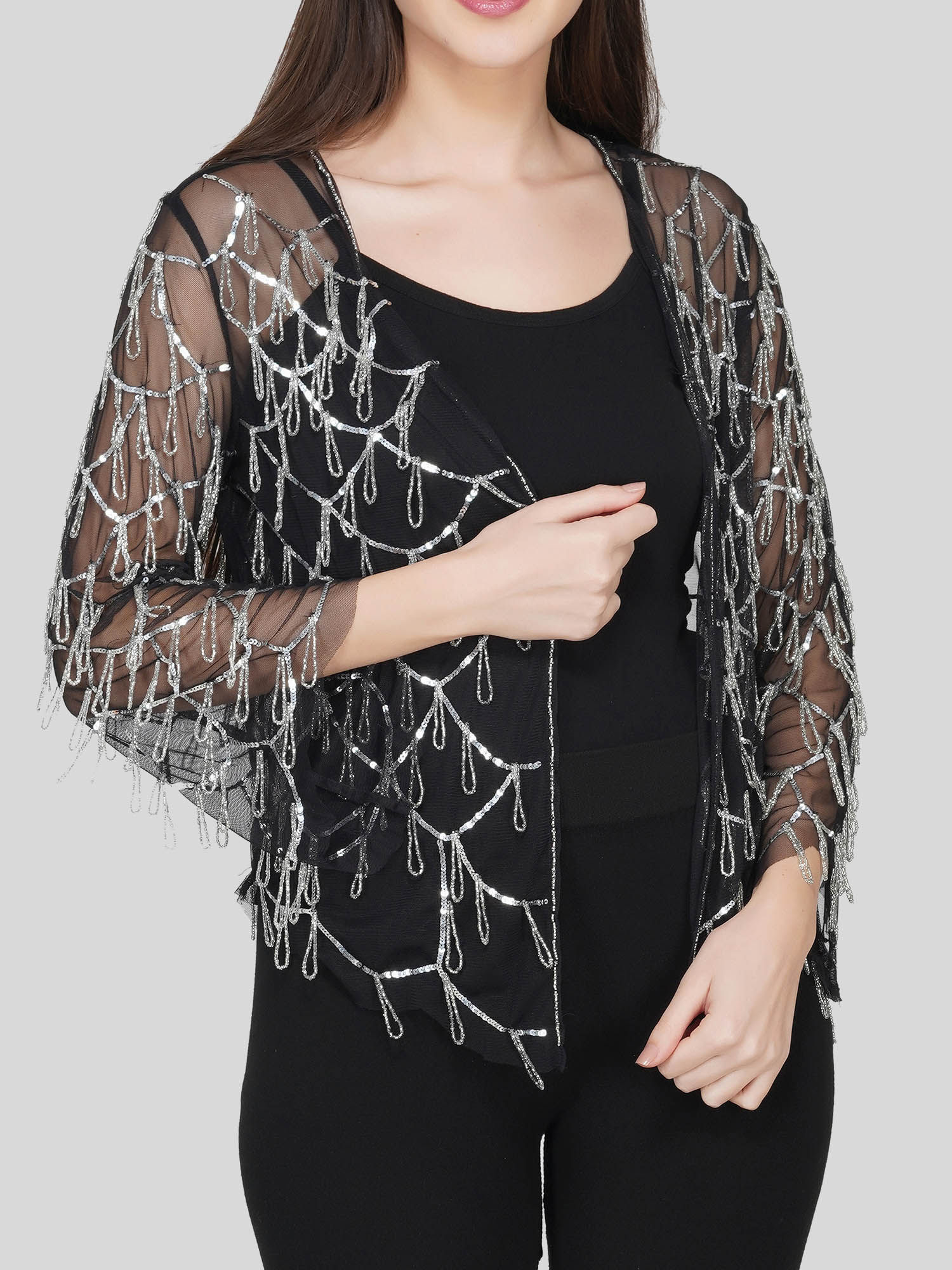 embroidered shrug jacket