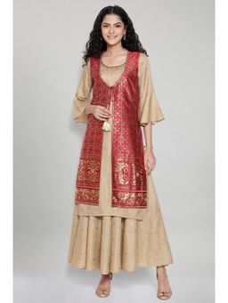 Aurelia - Maroon Gillet Gold Inner flared Palazzo (set Of 3)