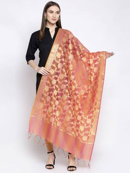 AUJJESSA - Peach Floral Dupatta