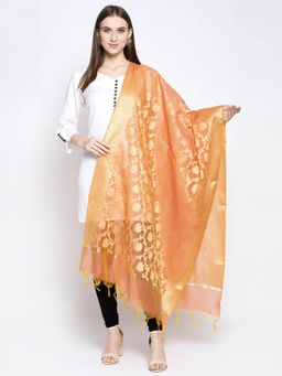 AUJJESSA - Light Pink Floral Dupatta