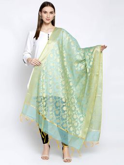 AUJJESSA - Light Blue Floral Dupatta