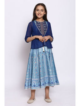 Aurelia - Girls Blue Printed Fusion Top (Set of 3)