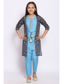 Aurelia - Girls Blue And Black Printed Kurta (Set of 3)