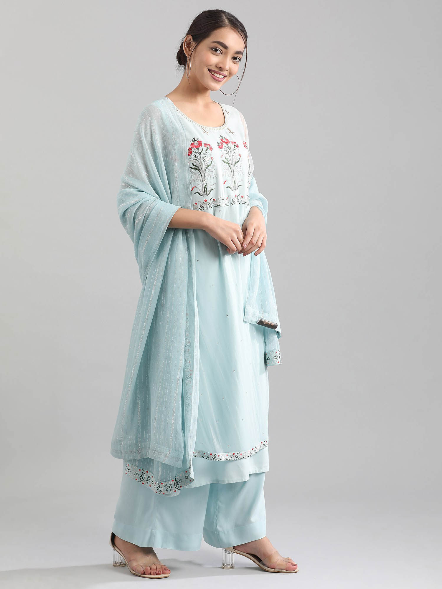 Aurelia Blue Round Neck Kurta Set 
