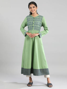 Aurelia - Green Mandarin Neck Winter Kurta