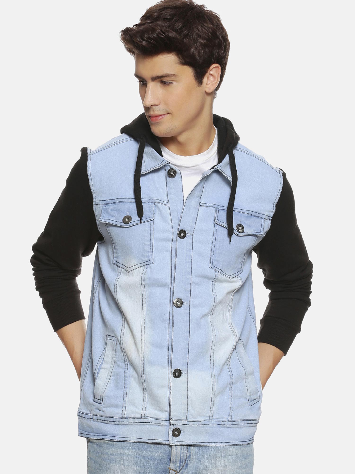 Campus Sutra Blue Color-Block Jacket 