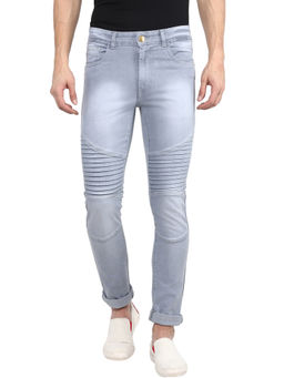 Urbano Fashion - Men Light Grey Slim Fit Washed Jeans