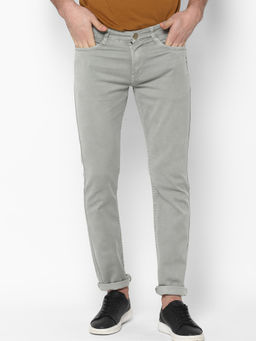 Urbano Fashion - Men Pista Green Slim Fit Washed Jeans Stretchable