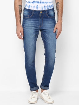 Urbano Fashion - Men Blue Slim Fit Washed Jeans Stretchable