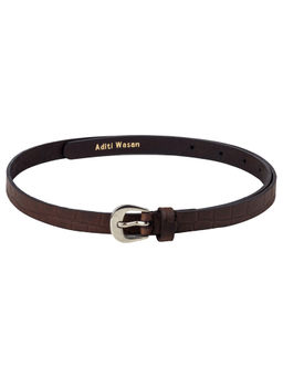 Aditi Wasan - Genuine Leather Brown Oil Pull-Up Croco Embossed Ladies Belt