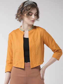 Style Quotient - Brown Solid Open Front Shrug