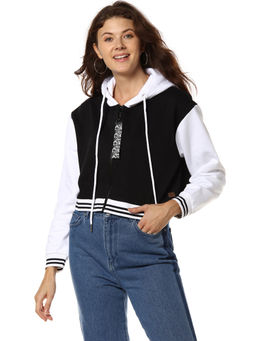 PINACOLADA - Black Zipper Crop Sweatshirt