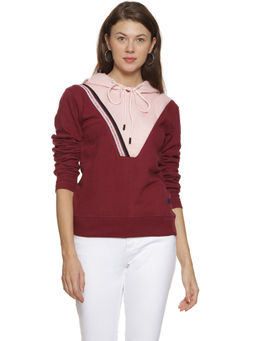 Campus Sutra - Red Hooded Sweatshirt