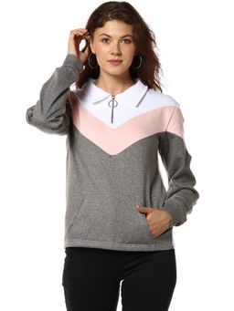 Campus Sutra - Grey Zipper Sweatshirt