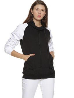 Campus Sutra - Black Stylish High Neck Sweatshirt