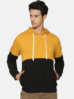 Campus Sutra - Mustard Color-Block Sweatshirt