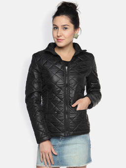 Campus Sutra - Black Full Sleeve Solid Casual Jacket