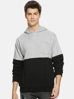 Campus Sutra - Black Color-Block Sweatshirt