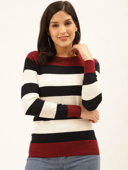 Style Quotient - Maroon Striped Pullover