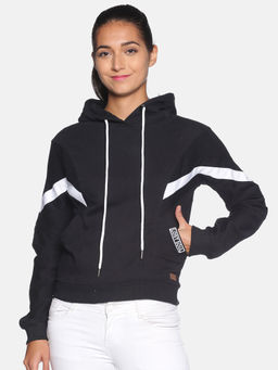 Campus Sutra - Women Black Color Solid/Plain Sweatshirt