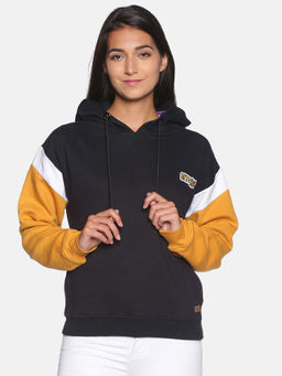 Campus Sutra - Women Black Color Solid/Plain Sweatshirt