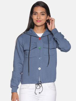 Campus Sutra - Women Blue Color Sweatshirt