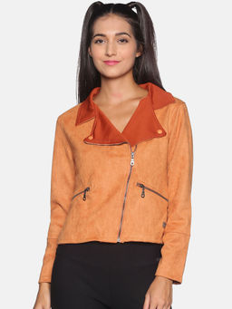 Campus Sutra - Women Light Brown Color Jacket