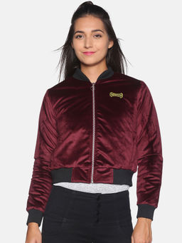 Campus Sutra - Women Maroon Color Jacket
