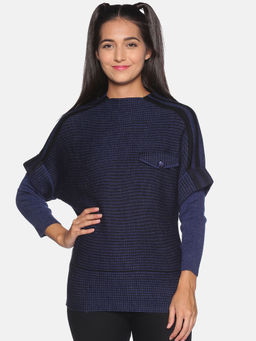 Campus Sutra - Women Navy Blue Color Sweater