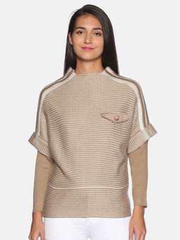 Campus Sutra - Women Beige Color Sweater