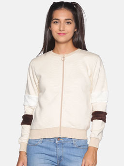Campus Sutra - Women Beige Color Sweatshirt