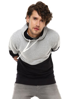 Campus Sutra - Men Colorblocked Full Sleeve Stylish Casual Hooded Sweatshirt